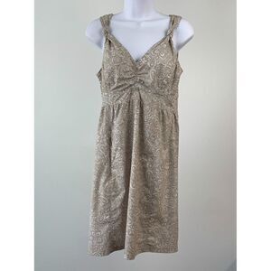 Athleta Dress sz 6 S Athletic Activewear Paisley Print Tan Tank Zip Pocket